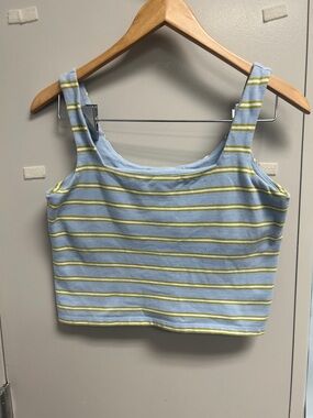 Vintage No Boundaries Cropped Tank Top - Light Blue & Yellow